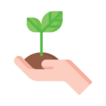 icon of hand holding plant in dirt