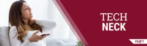 Woman holding her neck from being in pain